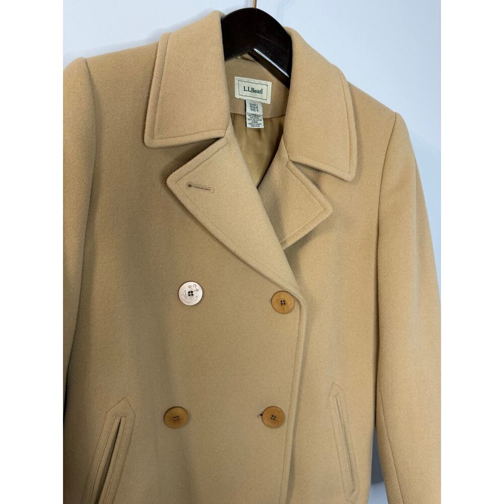 L.L Bean Women Wool Cashmere Thinsulate Coat Jacket Tan Women's 6 - Picture 2 of 9